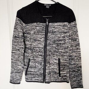 Armani Exchange Wool/Cotton Blend Cardigan - Black/Grey Size M